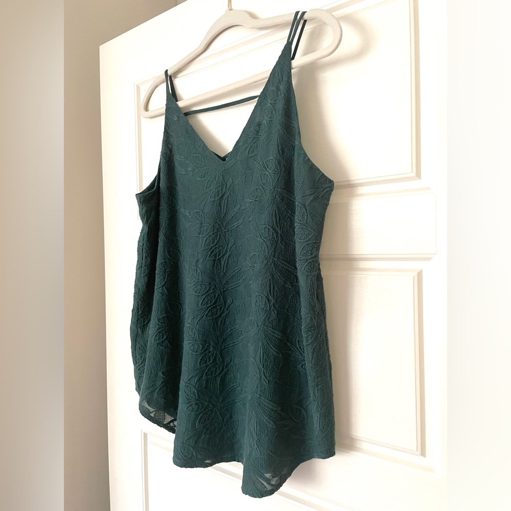 Loft Emerald Green Embroidered Tank